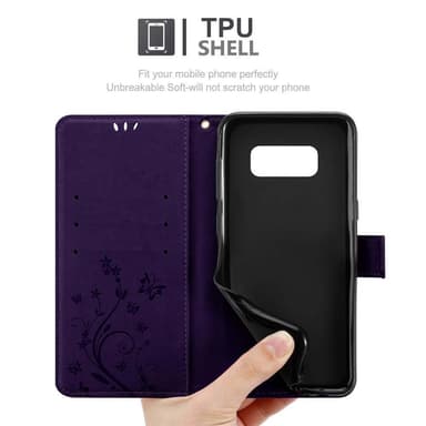 Samsung Galaxy S8 lommebokdeksel Blomster (lilla)