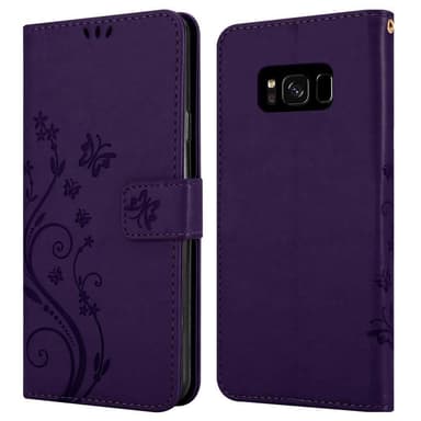 Samsung Galaxy S8 lommebokdeksel Blomster (lilla)