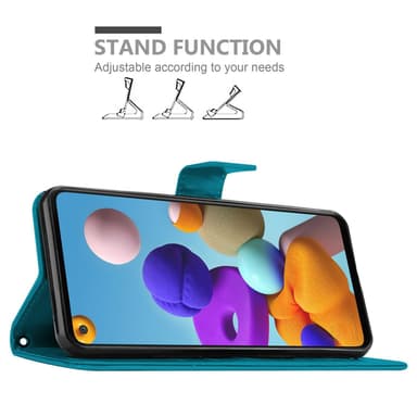 Samsung Galaxy A21s lommebokdeksel Blomster (blå)
