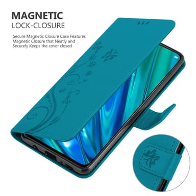 Realme 5 PRO / Realme Q lommebokdeksel Blomster (blå)
