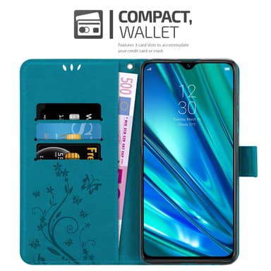 Realme 5 PRO / Realme Q lommebokdeksel Blomster (blå)
