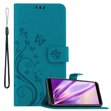 Samsung Galaxy J4 PLUS lommebokdeksel Blomster (blå)