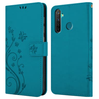 Realme 5 PRO / Realme Q lommebokdeksel Blomster (blå)