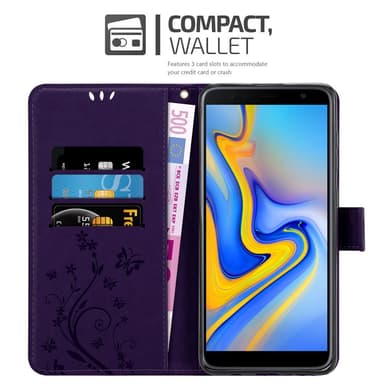 Samsung Galaxy J6 PLUS lommebokdeksel Blomster (lilla)