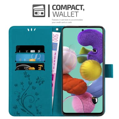 Samsung Galaxy A51 5G lommebokdeksel Blomster (blå)