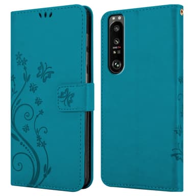 Sony Xperia 1 III lommebokdeksel Blomster (blå)