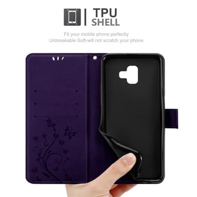 Samsung Galaxy J6 PLUS lommebokdeksel Blomster (lilla)