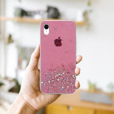 iPhone XR Silikondeksel Glitter (rosa)