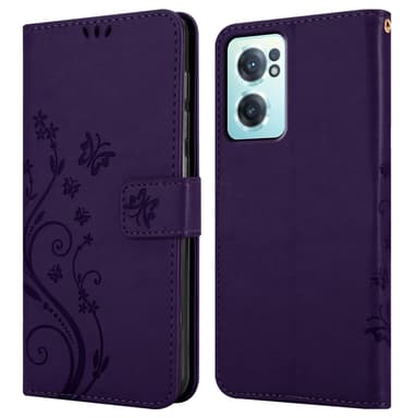 OnePlus Nord CE 2 5G lommebokdeksel Blomster (lilla)