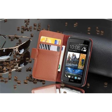 HTC Desire 600 lommebokdeksel etui (brun)