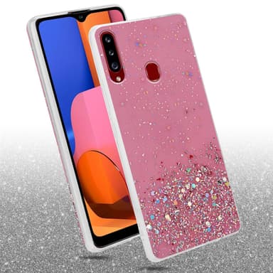 Samsung Galaxy A20s Silikondeksel Glitter (rosa)