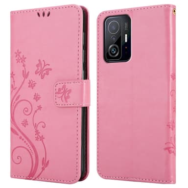 Xiaomi 11T / 11T PRO lommebokdeksel Blomster (rosa)