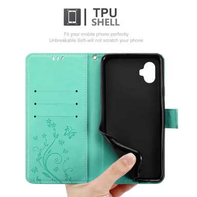 Samsung Xcover 6 Pro lommebokdeksel Blomster (Turkis)