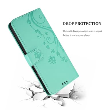 Samsung Xcover 6 Pro lommebokdeksel Blomster (Turkis)