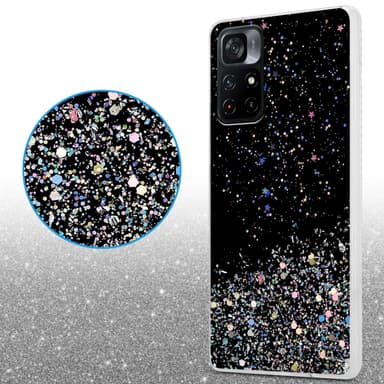 Xiaomi POCO M4 PRO 5G Silikondeksel Glitter (Svart)