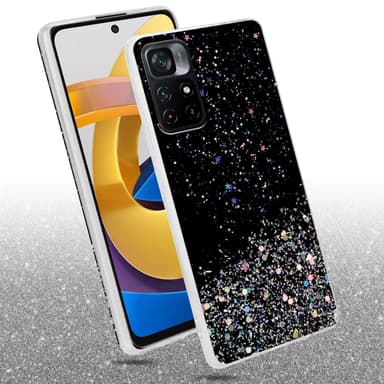 Xiaomi POCO M4 PRO 5G Silikondeksel Glitter (Svart)