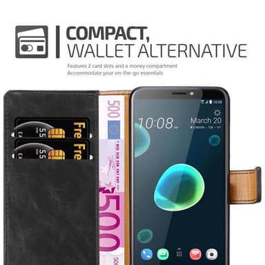 HTC Desire 12 PLUS lommebokdeksel etui (svart)