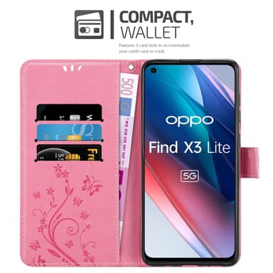 Oppo FIND X3 LITE lommebokdeksel Blomster (rosa)