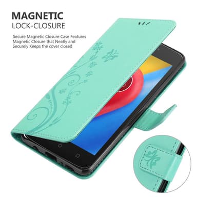 Motorola MOTO C lommebokdeksel Blomster (turkis)