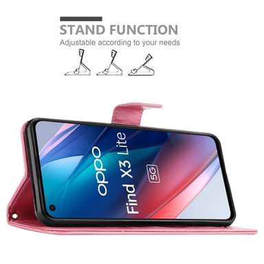 Oppo FIND X3 LITE lommebokdeksel Blomster (rosa)