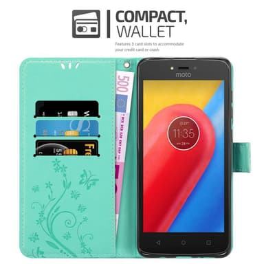 Motorola MOTO C lommebokdeksel Blomster (turkis)
