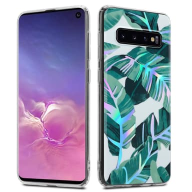 Samsung Galaxy S10 4G lommebokdeksel Blomster (hvit)