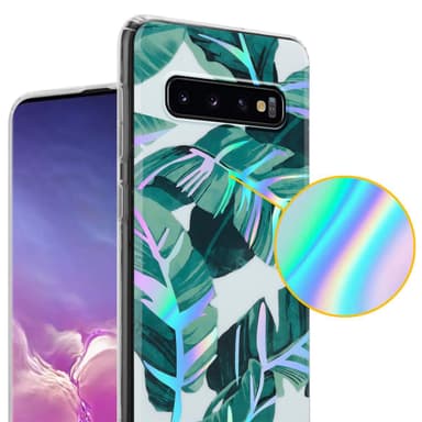 Samsung Galaxy S10 4G lommebokdeksel Blomster (hvit)