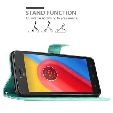 Motorola MOTO C lommebokdeksel Blomster (turkis)