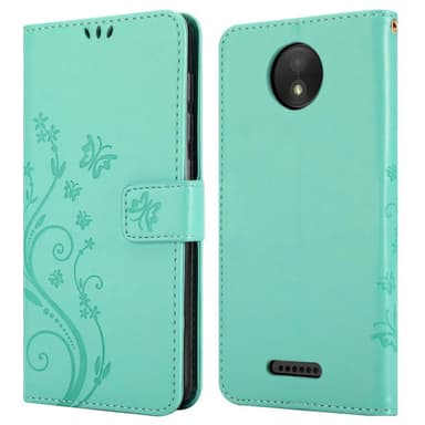 Motorola MOTO C lommebokdeksel Blomster (turkis)