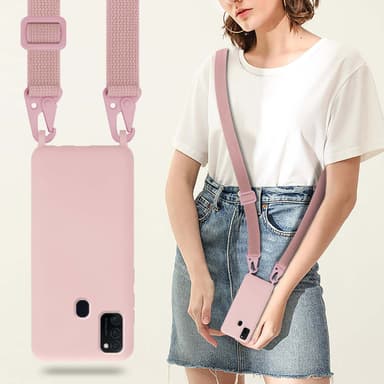 Deksel Samsung Galaxy M21 / M30s med Halskjede (rosa)