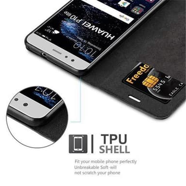 Huawei P10 LITE lommebokdeksel case (svart)