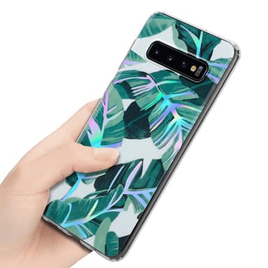 Samsung Galaxy S10 4G lommebokdeksel Blomster (hvit)