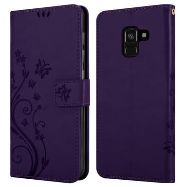 Samsung Galaxy A8 2018 lommebokdeksel Blomster (lilla)