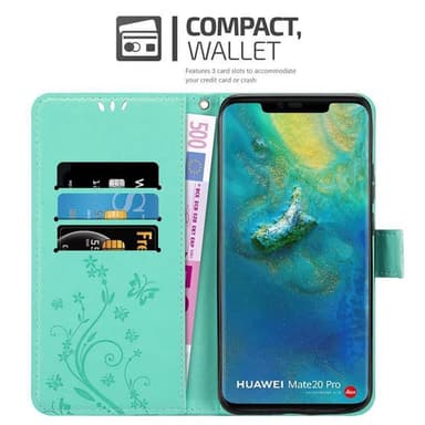 Huawei MATE 20 PRO lommebokdeksel Blomster (turkis)
