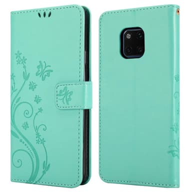 Huawei MATE 20 PRO lommebokdeksel Blomster (turkis)