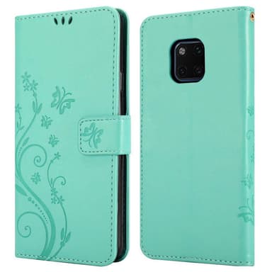 Huawei MATE 20 PRO lommebokdeksel Blomster (turkis)