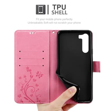 Motorola MOTO G200 5G lommebokdeksel Blomster (rosa)