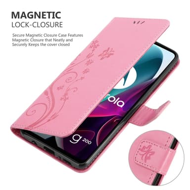 Motorola MOTO G200 5G lommebokdeksel Blomster (rosa)