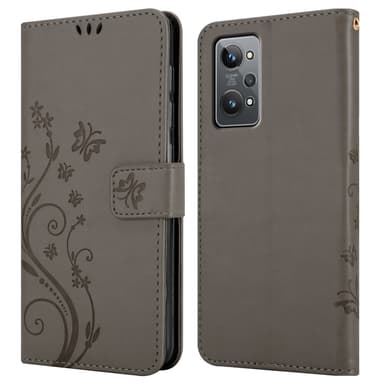Realme GT 2 / GT Neo 2 lommebokdeksel Blomster (grå)