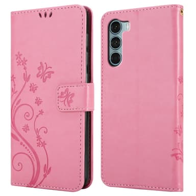 Motorola MOTO G200 5G lommebokdeksel Blomster (rosa)