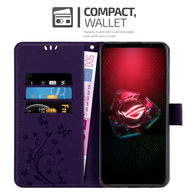 Asus ROG Phone 5 lommebokdeksel Blomster (lilla)