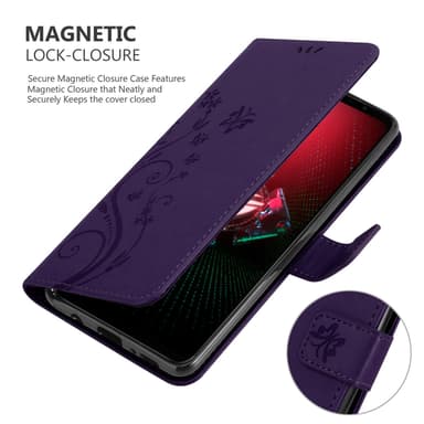 Asus ROG Phone 5 lommebokdeksel Blomster (lilla)