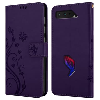 Asus ROG Phone 5 lommebokdeksel Blomster (lilla)