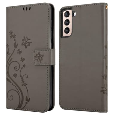 Samsung Galaxy S21 PLUS lommebokdeksel Blomster (grå)