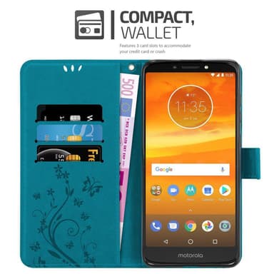 Motorola MOTO E5 PLUS lommebokdeksel Blomster (blå)