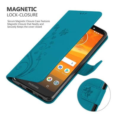 Motorola MOTO E5 PLUS lommebokdeksel Blomster (blå)