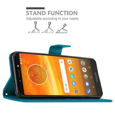 Motorola MOTO E5 PLUS lommebokdeksel Blomster (blå)
