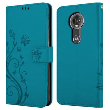 Motorola MOTO E5 PLUS lommebokdeksel Blomster (blå)