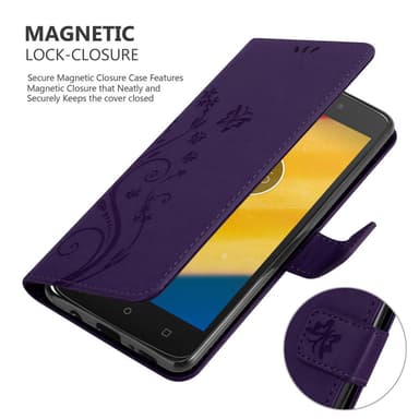 Motorola MOTO C PLUS lommebokdeksel Blomster (lilla)