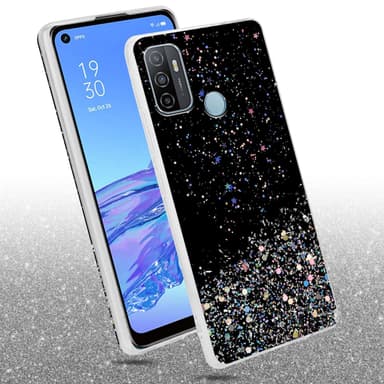 Oppo A53 Silikondeksel Glitter (Svart)